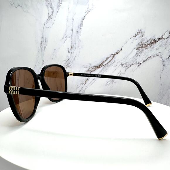 New MIU MIU Sunglasses MU B01S 16K90Q Black Brown Lens Oversized Pillow Square main image 6